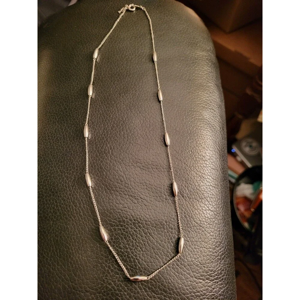 Vintage Crown Trifari Silver Tone Chain Necklace 16" - Picture 4 of 4